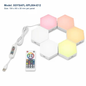 XGYSAFL-XPL004-E12 six-panel smart hexagon wall light kit, 104 x 90 x 30 mm per panel