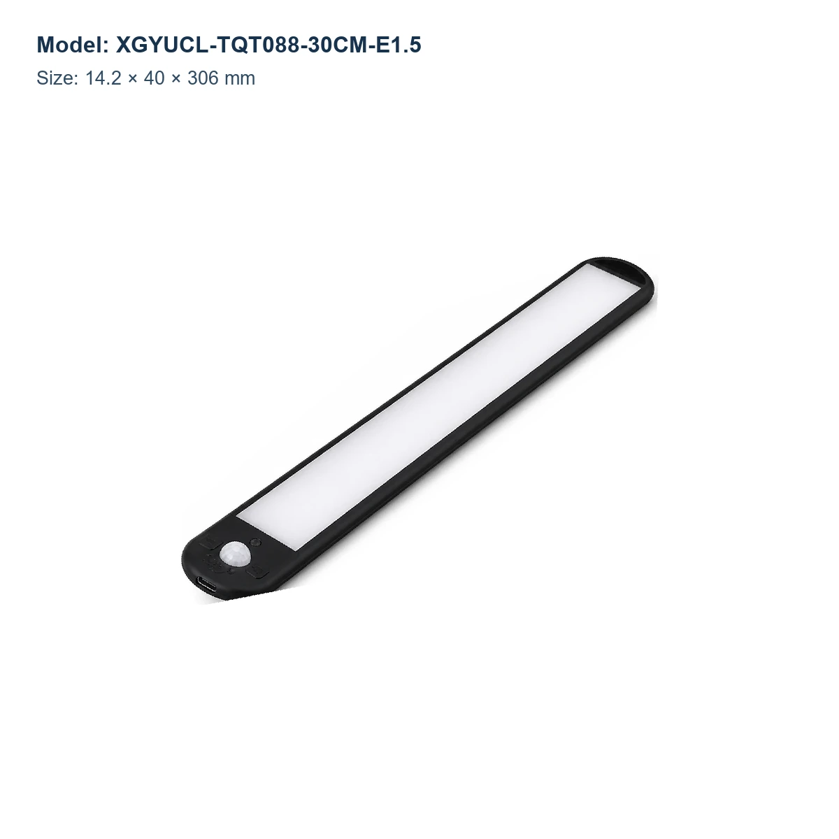 XGYUCL-TQT088-30CM-E1.5 rechargeable magnetic sensor light bar, 14.2 × 40 × 306 mm